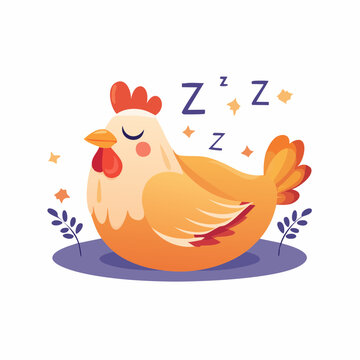 Cute Sleeping Chicken Illustration