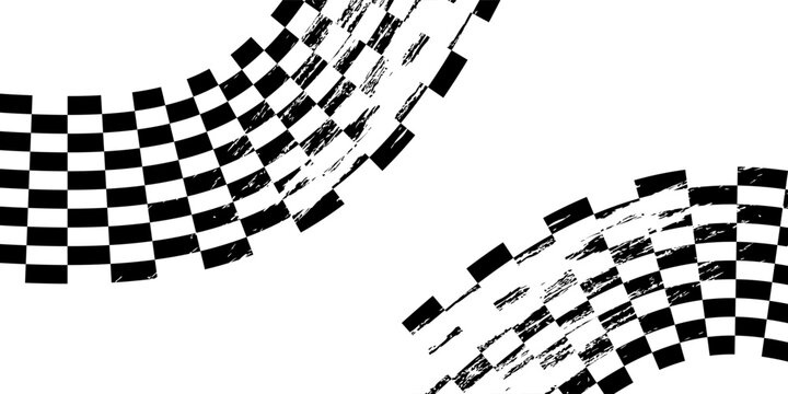 Racing flag grunge design of vector car race sport, auto rally and motocross.