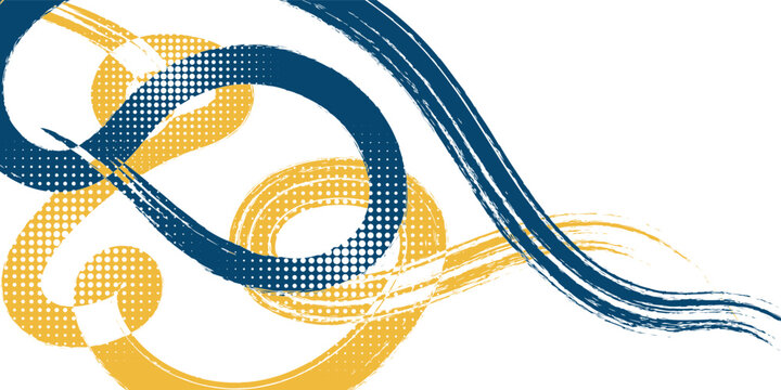 Abstract Sports Background with Dark Blue and Yellow Gradient Brushstrokes and Halftone Effect. eps 10