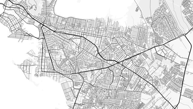 Cartagena City Map. Minimalist black and white line art poster for printing, wallpaper, wall art, and map resources for home and office decor