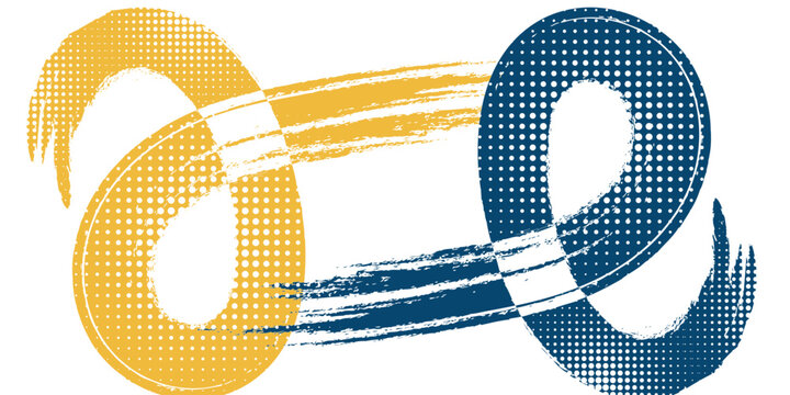 Abstract Sports Background with Dark Blue and Yellow Gradient Brushstrokes and Halftone Effect. eps 10
