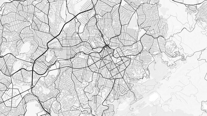 Fototapeta premium Belo Horizonte City Map. Minimalist black and white line art poster for printing, wallpaper, wall art, and map resources for home and office decor