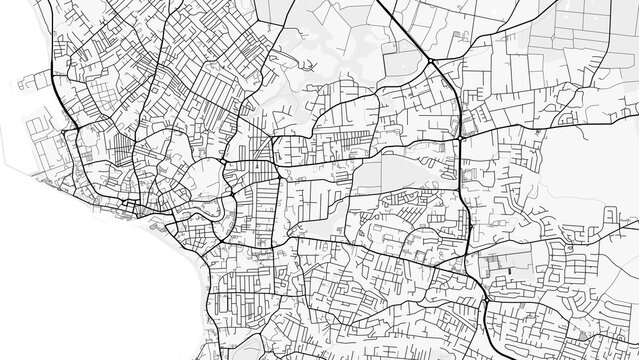 Bridgetown City Map. Minimalist black and white line art poster for printing, wallpaper, wall art, and map resources for home and office decor