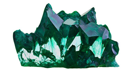 Deep green crystal cluster with sharp facets and translucent areas © Alex