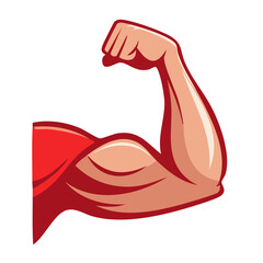 Obraz premium Cartoon illustration of a flexed arm with bicep muscle