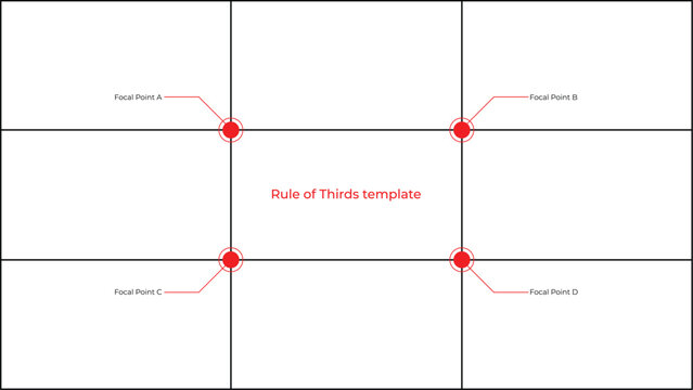 Rule of Thirds Composition Grid Template with Focal Points Vector