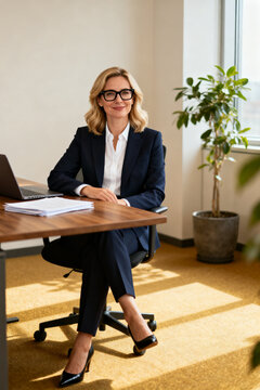 Businesswoman in suit and glasses