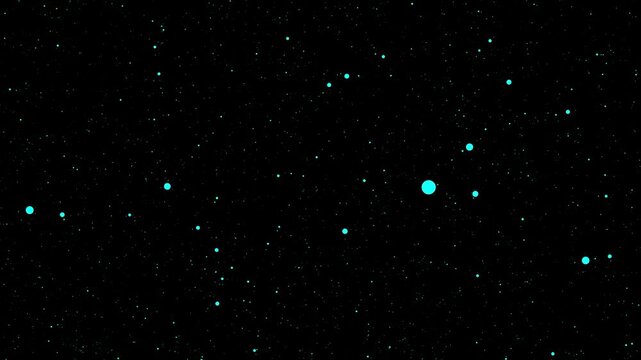 Abstract space background featuring cyan glowing particles floating in deep dark void with gentle movement creating ethereal cosmic atmosphere loop motion.