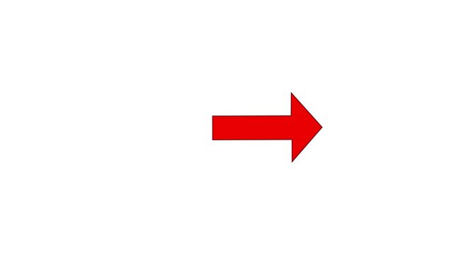 Red arrow pointing to right moving across white background in loop animation sequence for digital marketing presentations and web design layout elements.
