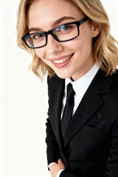 Businesswoman in suit and glasses