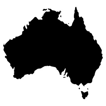 Australia Black Map Silhouette Flat Vector Illustration