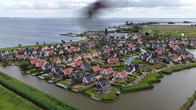 Aerial View of Recreational Houses in Uitdam