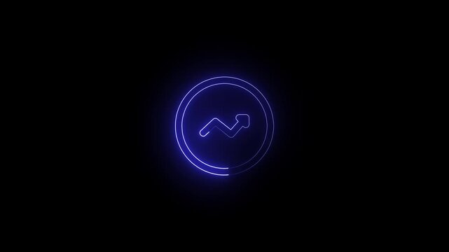 Animated bule dotted arrow moving in a curved wavy path on transparent background with alpha channel.