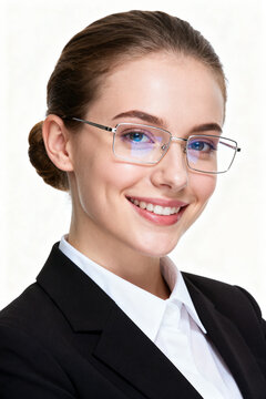Businesswoman in suit and glasses