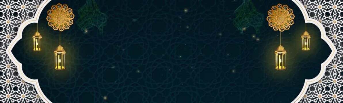This Islamic design concept uses a left-right frame, perfect for Eid al-Fitr, Ramadan, and Islamic occasions. It features golden lamps and ketupat (rice cake) ornaments. This background template.