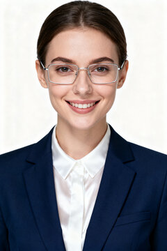 Businesswoman in suit and glasses