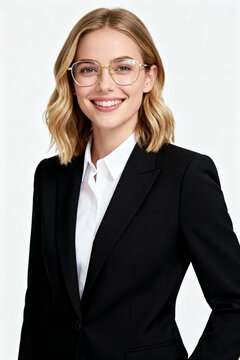 Businesswoman in suit and glasses
