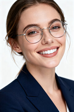 Businesswoman in suit and glasses