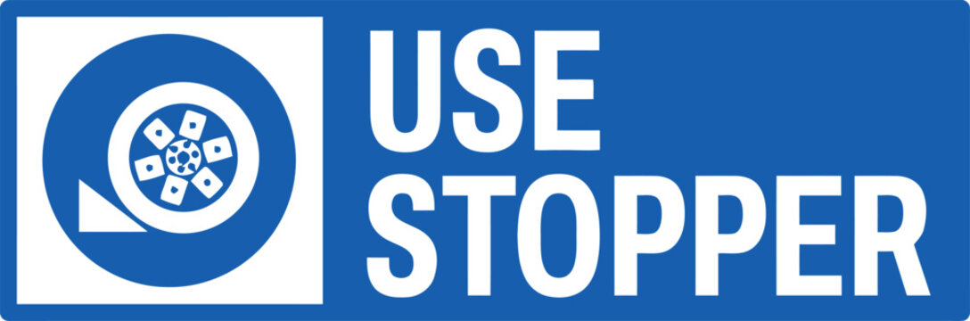 Safety Sign with Use Stopper Instruction and Wheel Chock Icon