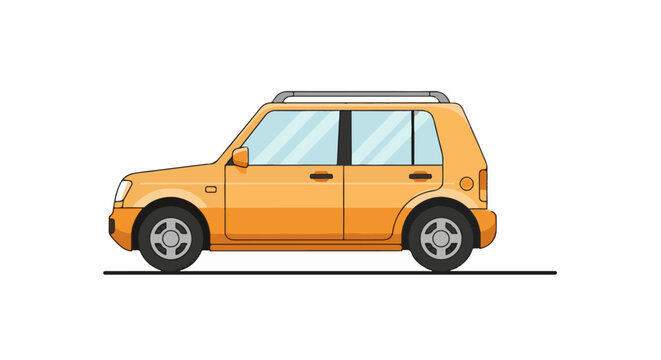 A vibrant orange SUV with a boxy design and a roof rack