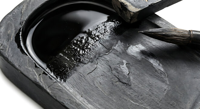 Traditional Calligraphy Inkstone, Brush and Ink Stick
