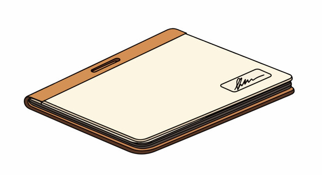 A stack of paper sheets with brown edges and a signature