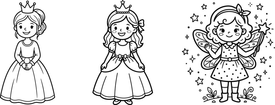 Princess and fairy coloring pages for kids royal and whimsical illustrations