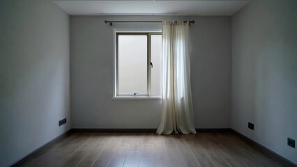 Fototapeta premium Empty Minimal Room Window Curtain Soft Light