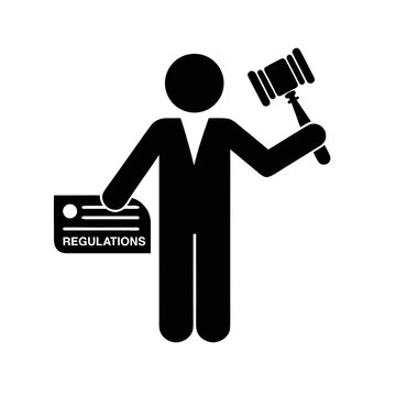 Judge holding a wooden gavel and regulatory documents represents legal authority and compliance.