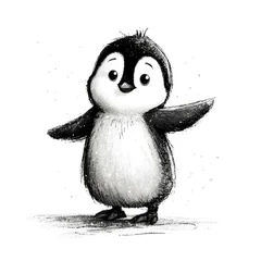 Cute penguin chick doodle illustration isolated on white background © Gelpi