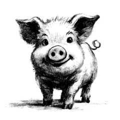 Cute pig doodle illustration isolated on white background © Gelpi