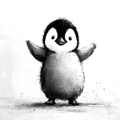 Cute penguin chick doodle illustration isolated on white background © Gelpi