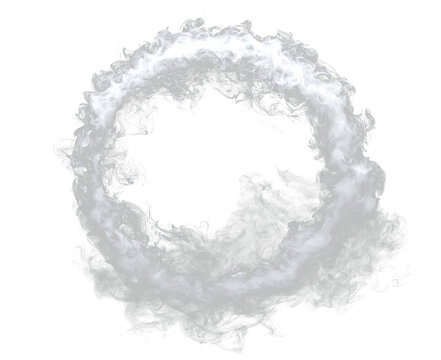 Neon White Circle with Dynamic Smoke and Radiant Glow PNG