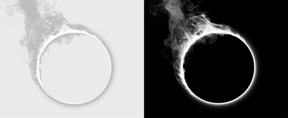 Fototapeta premium White Glowing Circle with Soft Fog and Light Burst PNG