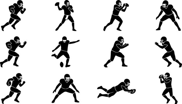 American Football Silhouette Icons &ndash; NFL Player Action Vector Bundle