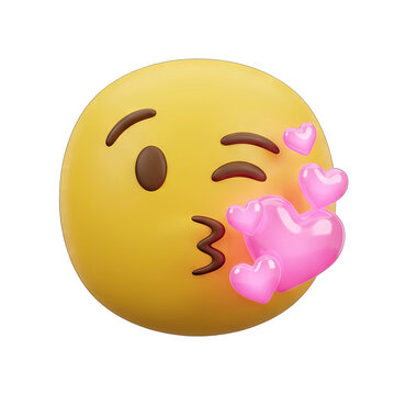 Kissing Face Emoji with Hearts