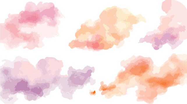 Abstract watercolor sky cloudscape with blue clouds, soft texture and hand painted paper background, summer light, vintage grunge paint splash art pattern