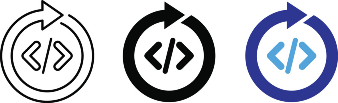 Code Refresh Icon Vector Illustration Development Programming Update Line Art