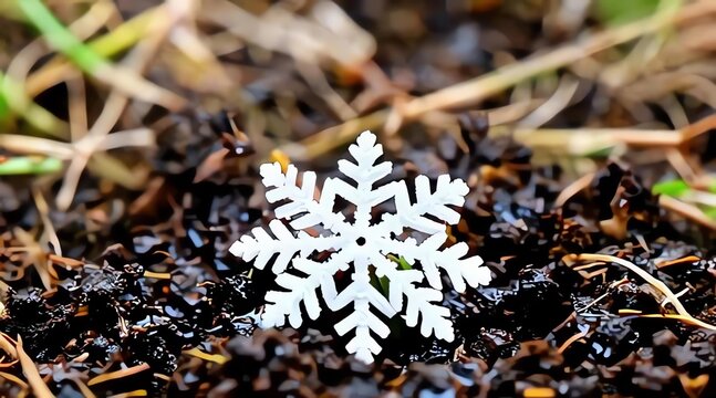 White Snowflake Ornament on Dark Ground