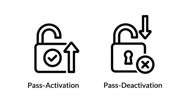 Password activation and deactivation security icon set with password activation deactivation security protection interface technology application creative software authentication