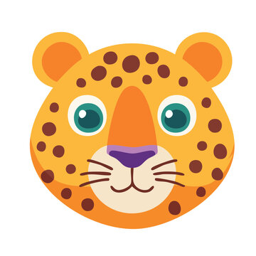 Cute leopard face flat illustration