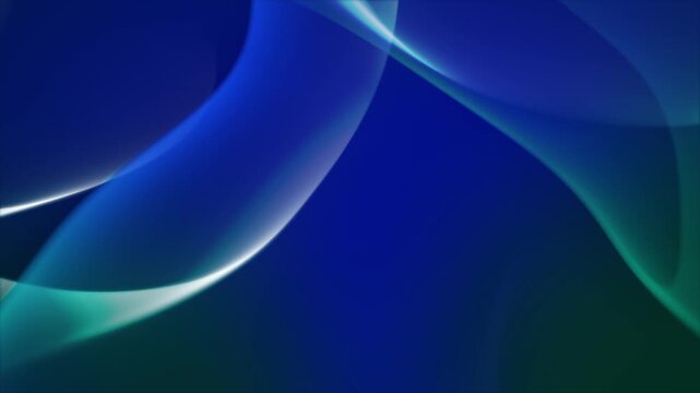 Abstract blue light waves flowing in a smooth motion video clip with soft glowing elegant curves
