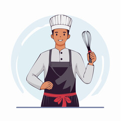 Naklejka premium Chef Holding a Whisk