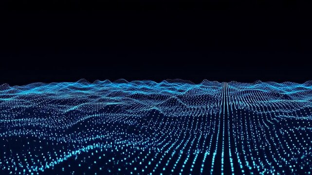 Digital wave pattern with blue dots