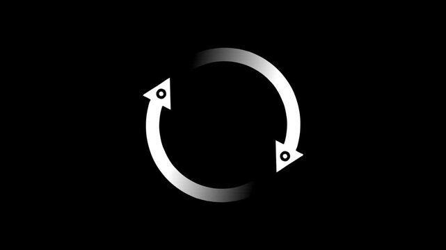 black and white triangle inside circle rotating with point