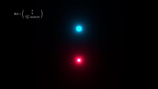 Schwinger Limit Electron Positron Pair Production Simulation, quantum electrodynamics vacuum polarization critical field propagation, created by 3D render python script seamless loop animation.