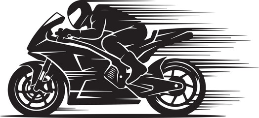 Motorcycle with speed lines a black and white vector design © Md