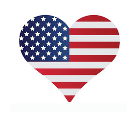 Fototapeta premium American Flag Heart Illustration – Patriotic USA Love Symbol, Stars and Stripes Heart, Independence Day, Fourth of July, Memorial Day and National Pride Design