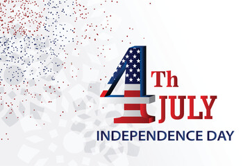 Obraz premium 4th of July Independence Day Design – Patriotic USA Celebration with Statue of Liberty, American Flag Typography and Freedom Theme