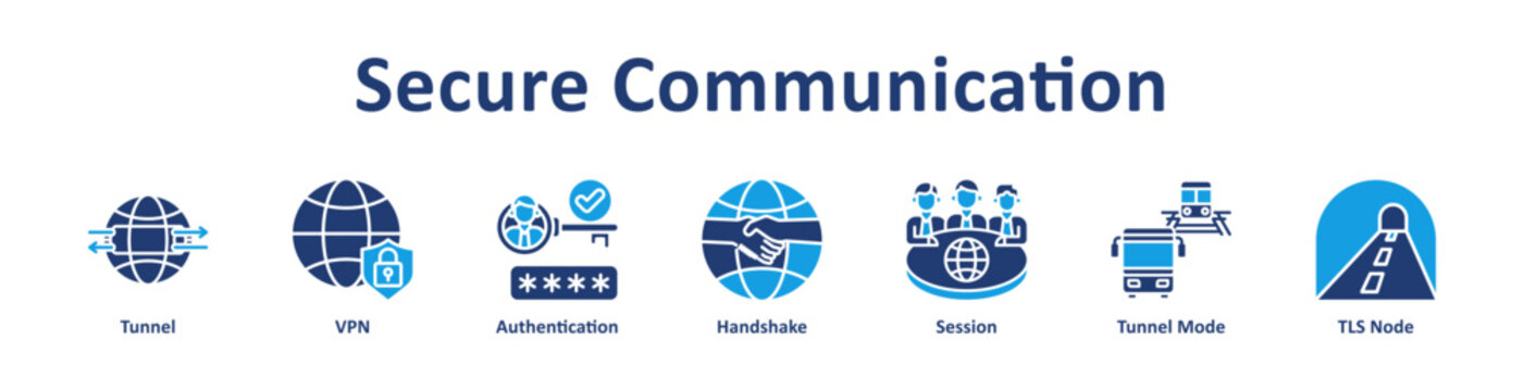 Secure Communication Web icon banner and collection